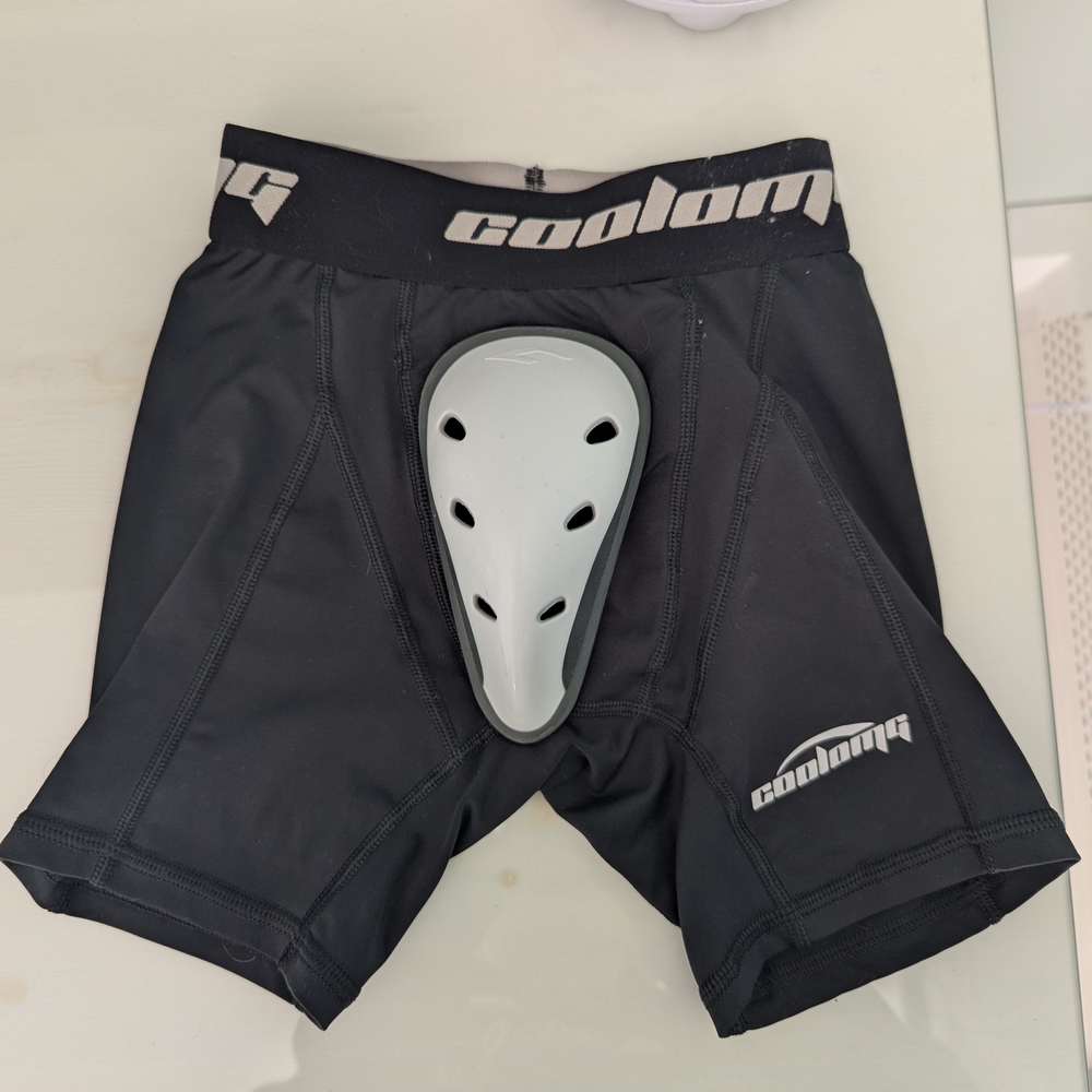 Coolomg Black Compression Shorts with Protective Cup